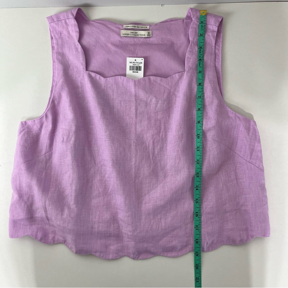 NWT Abercrombie and Fitch Premium Linen scallop-hem shirt top blouse - Picture 12 of 12